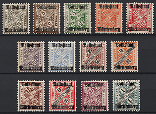 1919 Wurttemberg, German States, Germany, Official Stamps, Complete Set