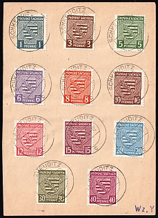 1945 Province of Saxony on piece, Soviet Russian Zone of Occupation, Complete Set