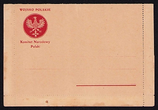 1915-1917 Polish Legion in Austro-Hungarian Army, Postal stationery envelope - of the Polish National Committee