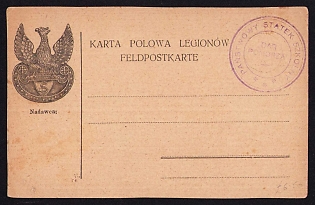 1915-1918 Polish Legion in Austro-Hungarian Army, Field Post Postcard of the Polish Legion, Purple Postmark applied at a Later Date from the Famous Polish State Sailing Training Ship Dar Pomorza