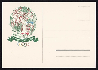 1936 'Berlin 1936 Olympic Village', Summer Olympics (XI Olympiad), Germany, Third Reich Nazi Propaganda Postcard