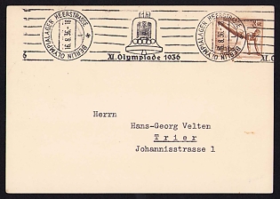 1936 'XI Olympiad 1936', Summer Olympics (XI Olympiad), Germany, Third Reich Nazi Propaganda Postcard