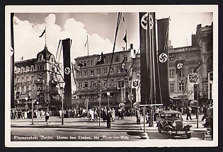 1936 'Olympic City Berlin. Unter Den Linden, the Kranzler Corner', Summer Olympics (XI Olympiad), Germany, Third Reich Nazi Propaganda Postcard