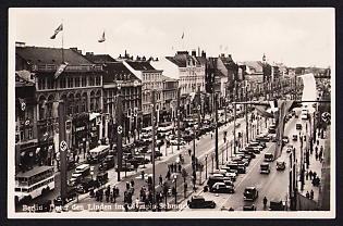 1936 'Unter Den Linden Decked Out for the Olympics', Summer Olympics (XI Olympiad), Germany, Third Reich Nazi Propaganda Postcard