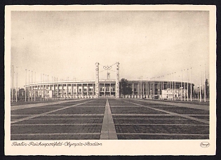 1936 'Berlin Reich Sports Field – Olympic Stadium', Summer Olympics (XI Olympiad), Germany, Third Reich Nazi Propaganda Postcard