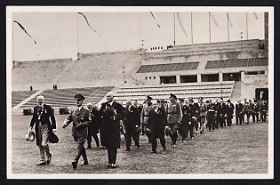 1936 'Berlin Olympic Games 1936. The Fuhrer Arrives at the Stadium for the Opening', Summer Olympics (XI Olympiad), Germany, Third Reich Nazi Propaganda Postcard