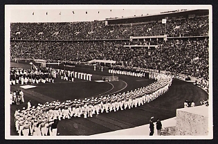 1936 'Reich Sports Field. Opening of the Olympic Stadium on August 1, 1936. View of the Fuhrer's Box', Summer Olympics (XI Olympiad), Germany, Third Reich Nazi Propaganda Postcard