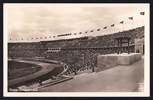 1936 'Berlin- Reich Sports Field', Summer Olympics (XI Olympiad), Germany, Third Reich Nazi Propaganda Postcard