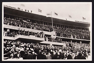 1936 'The Olympic Stadium at the Opening. View of the Fuhrer's Box', Summer Olympics (XI Olympiad), Germany, Third Reich Nazi Propaganda Postcard
