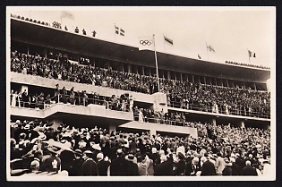 1936 'The Olympic Stadium at the Opening. View of the Fuhrer's Box', Summer Olympics (XI Olympiad), Germany, Third Reich Nazi Propaganda Postcard