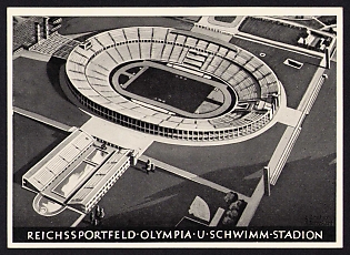 1936 'Reich Sports Field: Olympic Swimming Stadium', Summer Olympics (XI Olympiad), Germany, Third Reich Nazi Propaganda Postcard