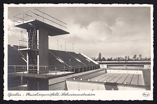 1936 'Berlin – Reich Sports Field, Swimming Stadium', Summer Olympics (XI Olympiad), Germany, Third Reich Nazi Propaganda Postcard