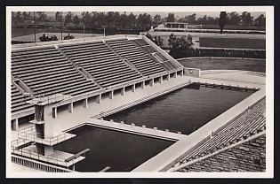 1936 'Reich Sports Field. View of the Swimming Stadium from the German Sports Arena', Summer Olympics (XI Olympiad), Germany, Third Reich Nazi Propaganda Postcard