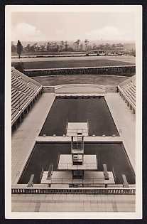 1936 'Reichssportfeld. View of the Swimming Stadium from the German Sports Arena', Summer Olympics (XI Olympiad), Germany, Third Reich Nazi Propaganda Postcard