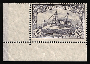 1905 1.5d Kiautschou, German Colonies, Kaiser’s Yacht, Germany, Corner Margin