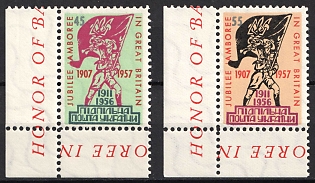 1957 Scout Jubilee Jamboree, Great Britian, Ukraine, Underground Post, Complete Set, Watermark, Marginal Corners, Feduk #429-430