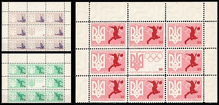 1960 Olympic Games: Summer, Ukraine, Underground Post, Watermark, Marginal Corner Blocks 3x3, Feduk #736-738
