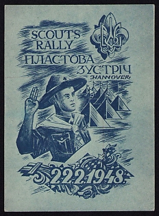 1948 'Ukrainian Plast Scouts at Jamboree', Plast Ukrainian Scouts Postcard