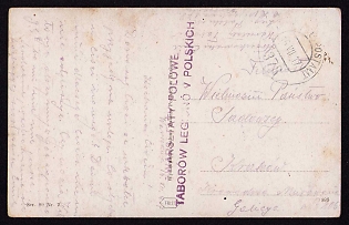 1917 (16 Jul) Polish Legion in Austro-Hungarian Army, Picture Field Post Postcard from a Polish Soldier to Krakow, Austrian K.u.K. (Royal and Imperial) Field Post Postmark No 378, Purple Postmark of the Polish Legions' Train/Vehicle Park