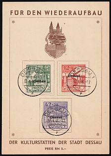 1946 Dessau, Germany Local Post, Unofficial Issue, Complete Set, Souvenir Card