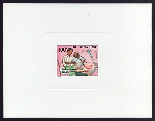1992 100fr Burkina Faso 'UN Decade for the Handicapped' Sunken Proof Sheetlet, Epreuve de Luxe, French Community Deluxe Presentation Miniature Sheet