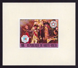 1976 100fr Burkina Faso 'Siege of Yorktown' Proof Sheetlet, Epreuve de Luxe, French Community Deluxe Presentation Miniature Sheet