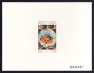 1986 70fr Cameroon 'Honeybee' Proof Sheetlet, Epreuve de Luxe, French Community Deluxe Presentation Miniature Sheet