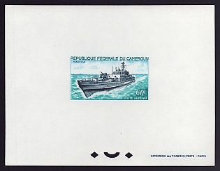 1966 60fr Cameroon 'Navy & Vigilante' Proof Sheetlet, Epreuve de Luxe, French Community Deluxe Presentation Miniature Sheet