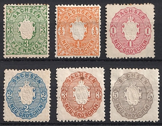 1863-67 Saxony, German States, Germany, Complete Set