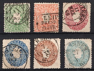 1863-67 Saxony, German States, Germany, Complete Set
