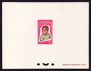 1964 20fr Central African 'Child' Proof Sheetlet, Epreuve de Luxe, French Community Deluxe Presentation Miniature Sheet
