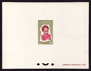 1964 40fr Central African 'Child' Proof Sheetlet, Epreuve de Luxe, French Community Deluxe Presentation Miniature Sheet