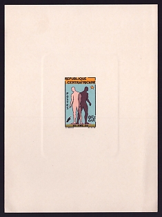 1964 25fr Central African 'All Men Are Men' Sunken Proof Sheetlet, Epreuve de Luxe, French Community Deluxe Presentation Miniature Sheet