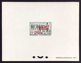1965 25fr Central African 'Putting Yoke on Oxen' Proof Sheetlet, Epreuve de Luxe, French Community Deluxe Presentation Miniature Sheet