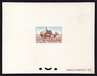 1965 100fr Central African 'Hay wagon' Proof Sheetlet, Epreuve de Luxe, French Community Deluxe Presentation Miniature Sheet