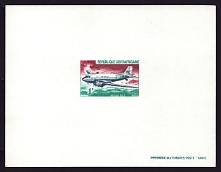1967 1fr Central African 'Douglas DC-3' Proof Sheetlet, Epreuve de Luxe, French Community Deluxe Presentation Miniature Sheet