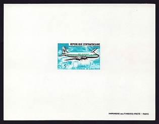 1967 5fr Central African 'Douglas DC-4' Proof Sheetlet, Epreuve de Luxe, French Community Deluxe Presentation Miniature Sheet