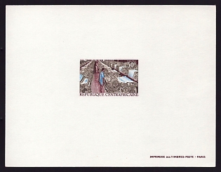1968 30fr Central African 'Automatic Diederichs looms' Proof Sheetlet, Epreuve de Luxe, French Community Deluxe Presentation Miniature Sheet