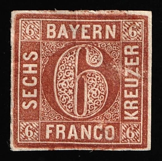 1850 6kr Bavaria, German States, Germany