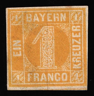 1862 1kr Bavaria, German States, Germany