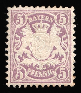 1878 5pf Bavaria, German States, Germany