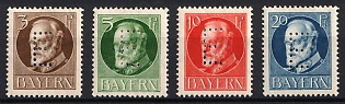 1914-15 Bavaria, German States, Germany, Perfin, Official Stamps, Complete Set