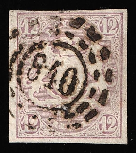 1867 12kr Bavaria, German States, Germany, Circular Postmark