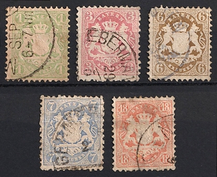 1870 Bavaria, German States, Germany, Circular Datestamps