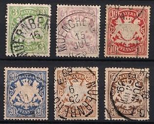 1888-1900 Bavaria, German States, Germany, Complete Set, Circular Datestamps