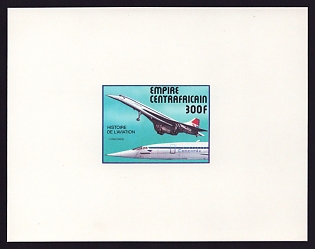 1977 300fr Central African 'Concorde' Proof Sheetlet, Epreuve de Luxe, French Community Deluxe Presentation Miniature Sheet