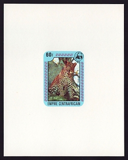 1978 60fr Central African 'Leopard, vert' Proof Sheetlet, Epreuve de Luxe, French Community Deluxe Presentation Miniature Sheet