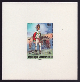 1976 200fr Central African 'British grenadier' Proof Sheetlet, Epreuve de Luxe, French Community Deluxe Presentation Miniature Sheet