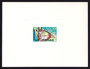 1965 20fr Chad 'Oryx' Sunken Proof Sheetlet, Epreuve de Luxe, French Community Deluxe Presentation Miniature Sheet