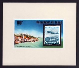 1977 100fr Chad 'Germany and Friedrichshafen, Germany' Proof Sheetlet, Epreuve de Luxe, French Community Deluxe Presentation Miniature Sheet